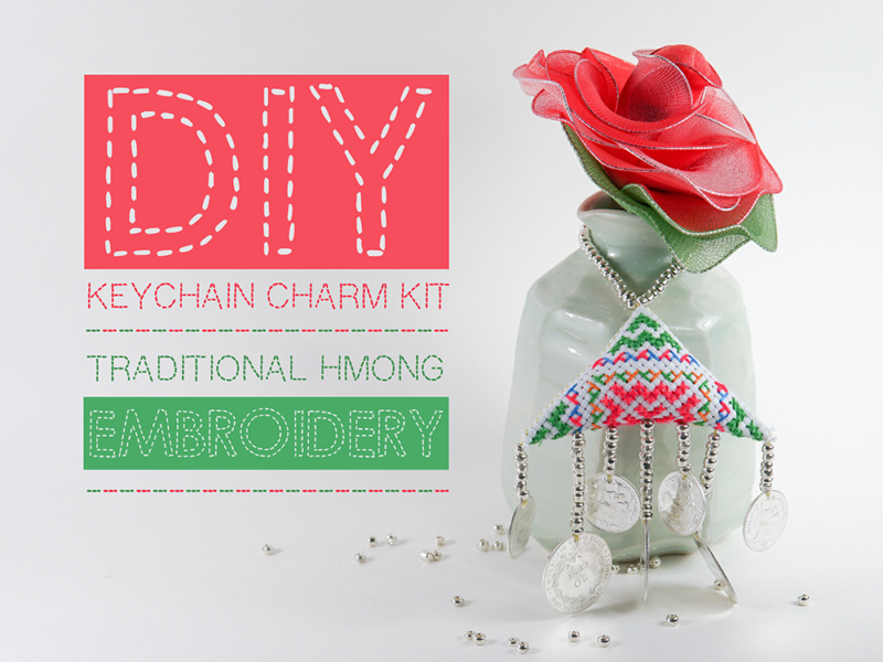 DIY Keychain Charm Kit - Traditional Hmong Embroidery (Instructions)